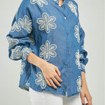 BLUSA BORDADA FIGURA CIRCULAR ONDAS C/N M/L