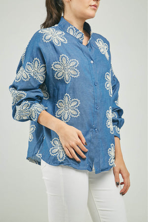 BLUSA BORDADA FIGURA CIRCULAR ONDAS C/N M/L