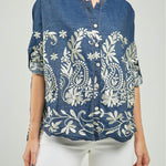 BLUSA BORDADA ARABESCOS CHARRETERA MANGA CUELLO NERU M/L