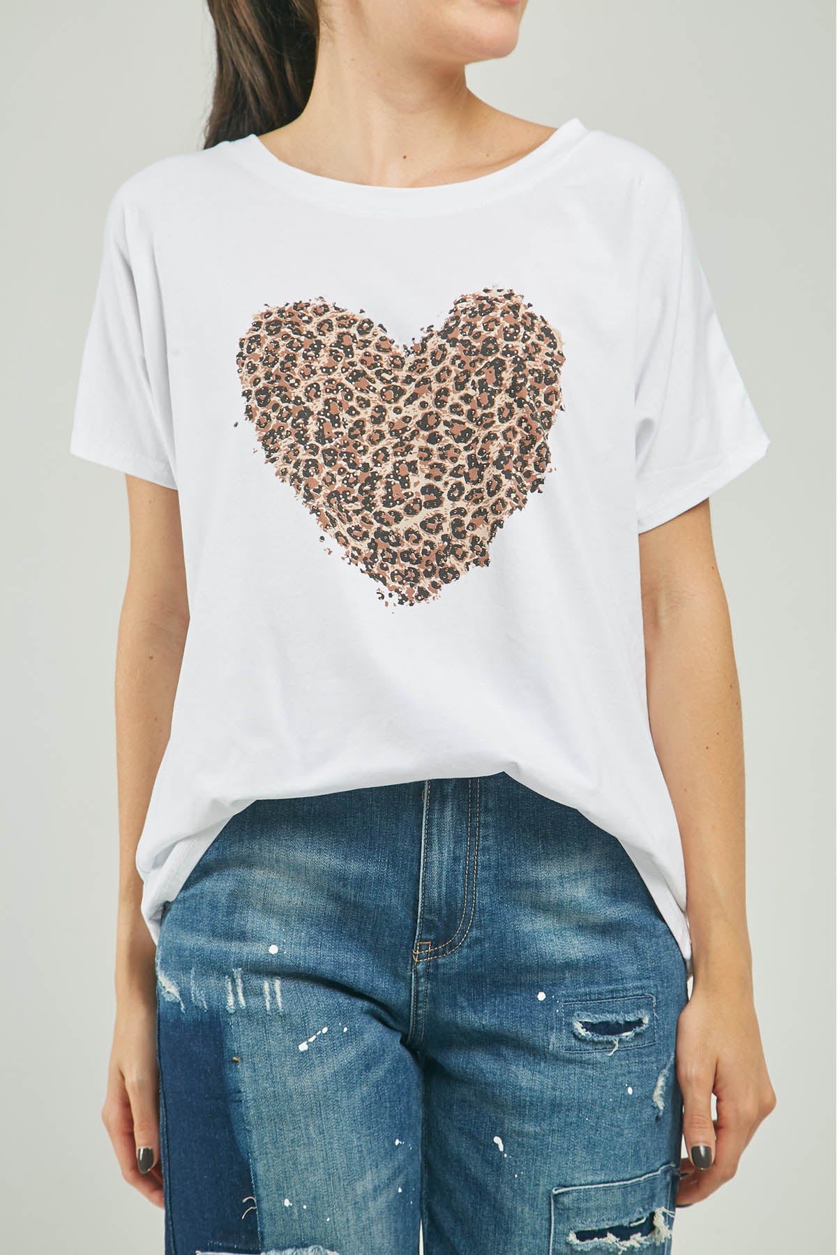 CAMISETA ESTAMPADO CORAZON GRANDE CAFE C/R M/C