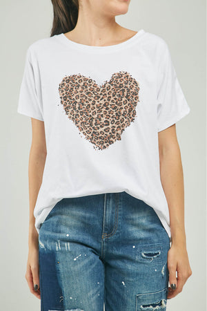 CAMISETA ESTAMPADO CORAZON GRANDE CAFE C/R M/C