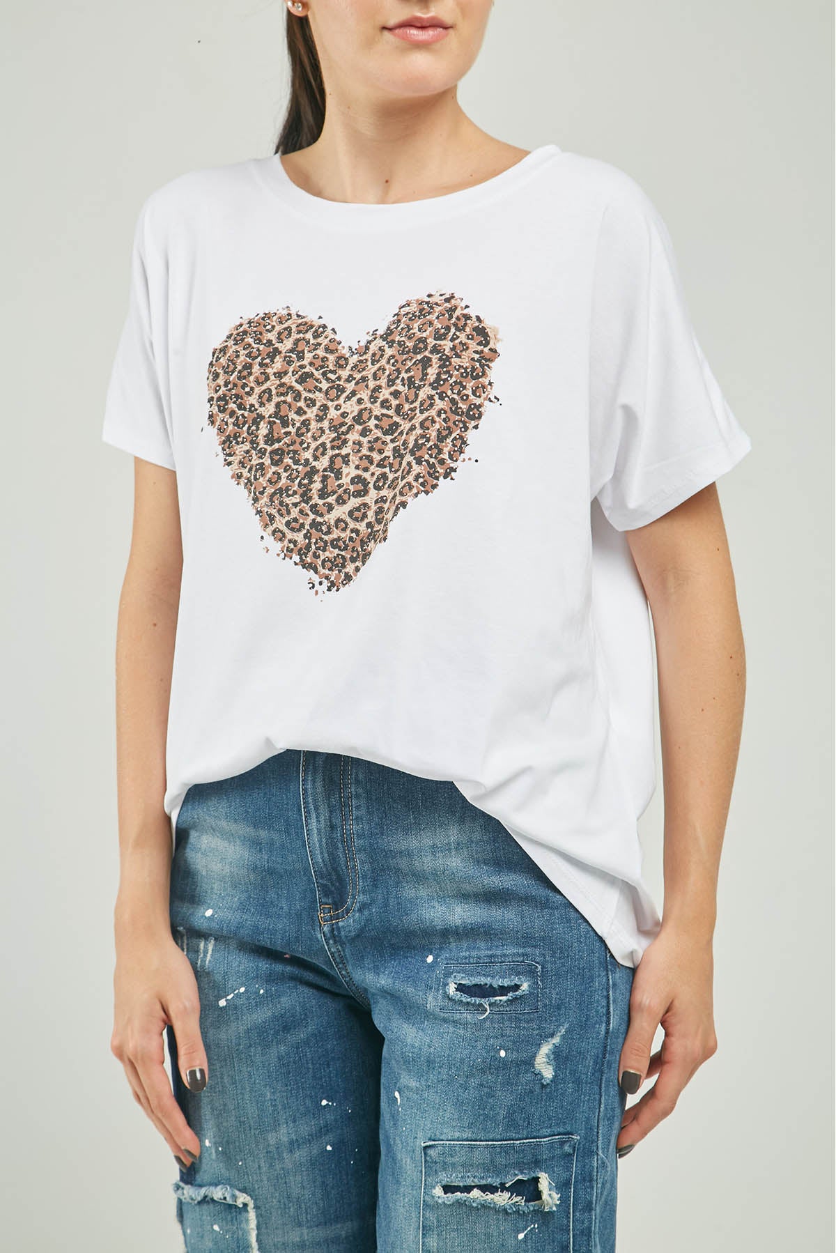 CAMISETA ESTAMPADO CORAZON GRANDE CAFE C/R M/C