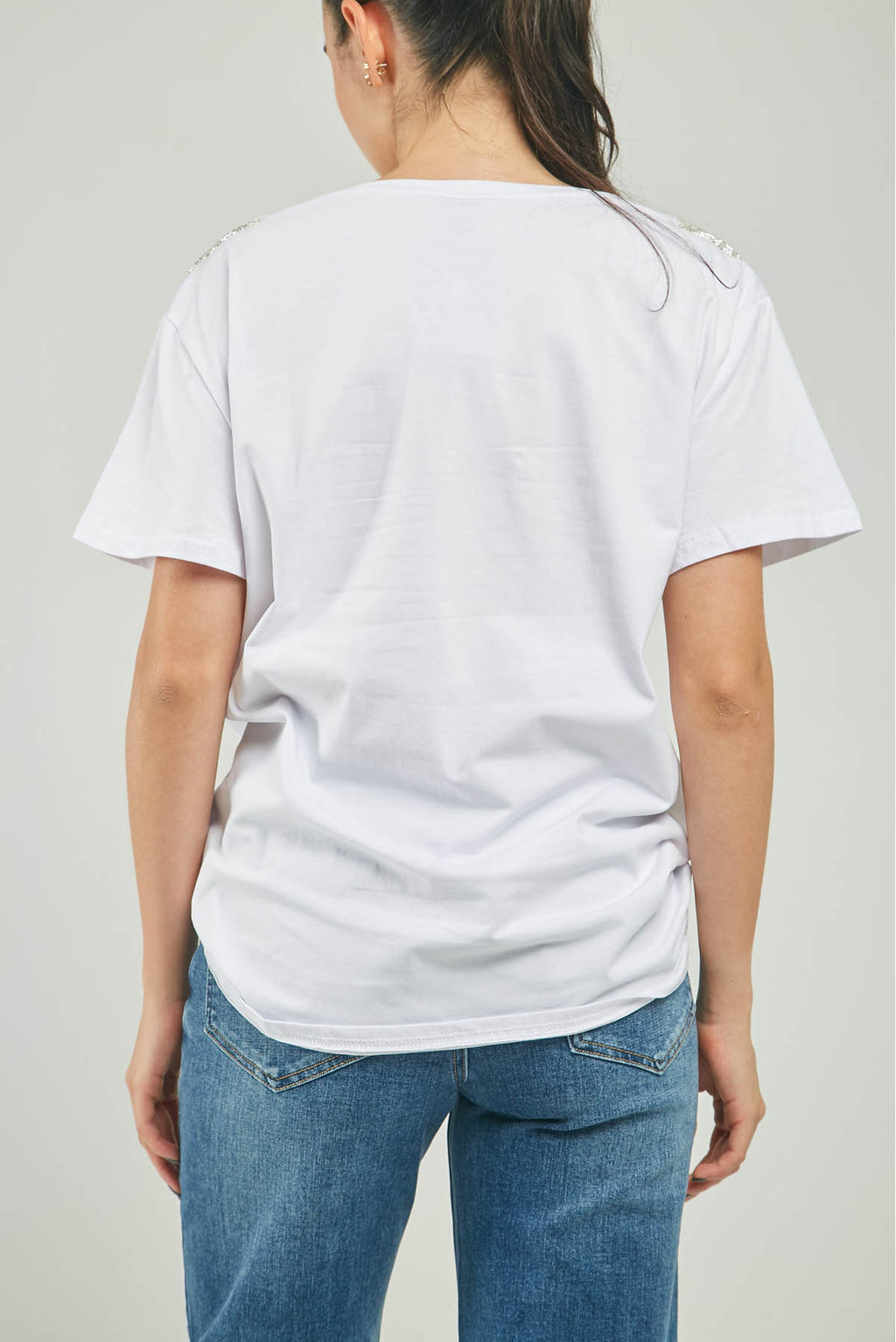 CAMISETA APLIQUE LENTJUELA  CANUTILLO HOMBRO C/R MC