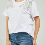 CAMISETA APLIQUE LENTJUELA  CANUTILLO HOMBRO C/R MC