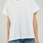 CAMISETA BORDADO FLOR TULLA  ADELANTE LADO  MR C/R