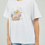CAMISETA ESTAMPADO CANASTILLA FLORES ADELANTE  C/R M/C