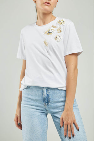 CAMISETA BORDADO PETALOS ADELANTE LADOS CANUTILLO C/R