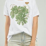 CAMISETA ESTAMPADO FLORES GRANDES VERDE C/R M/C