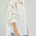 BLUSA HOJAS CALADAS MANGAS HOMBRO C/C M/L