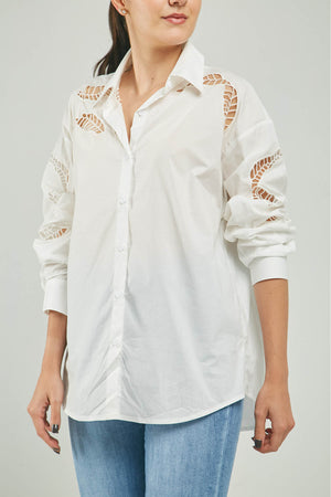 BLUSA HOJAS CALADAS MANGAS HOMBRO C/C M/L