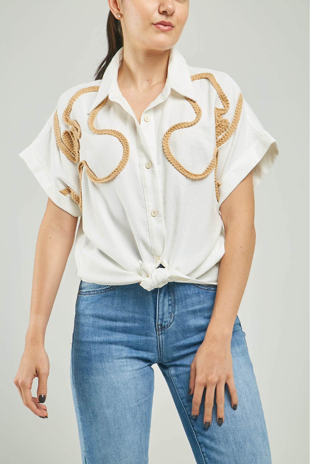 BLUSA BORDADA LANA CURVA ADELNTE  C/C MAMGA RODADA