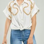 BLUSA BORDADA LANA CURVA ADELNTE  C/C MAMGA RODADA