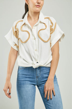 BLUSA BORDADA LANA CURVA ADELNTE  C/C MAMGA RODADA