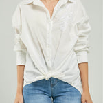 BLUSA BORDADOA HOJAS LENTEJUELAS CANUTILLOS  BORDE CUELLO