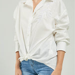 BLUSA BORDADOA HOJAS LENTEJUELAS CANUTILLOS  BORDE CUELLO