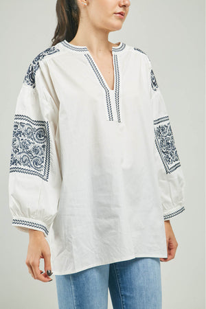 BLUSA BORDADO MANGA HOMBRO  PERILLA INTERUMPIDA CN ML