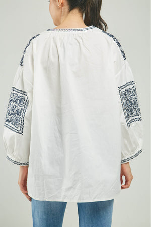 BLUSA BORDADO MANGA HOMBRO  PERILLA INTERUMPIDA CN ML