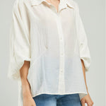 BLUSA ANCHA JASPEADA MANGA LARGA CUELLO CAMISERO
