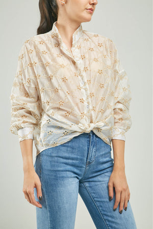 BLUSA OJALILLO FLORECITAS CUELLO NERU MANGA LARGA