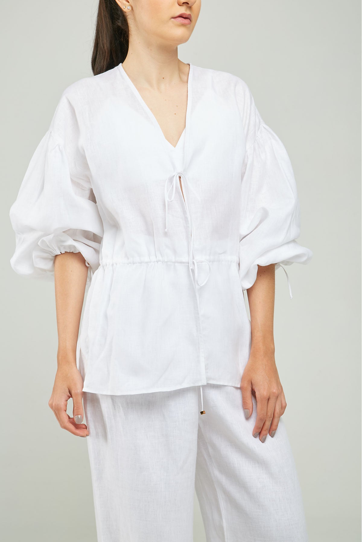 BLUSA LINO ABIERTA JARET CINTURA PECHO M/L RESORTE