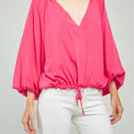 BLUSA CUELLO V PROFUNDO M/L BONBACHA RESORTE JARETA