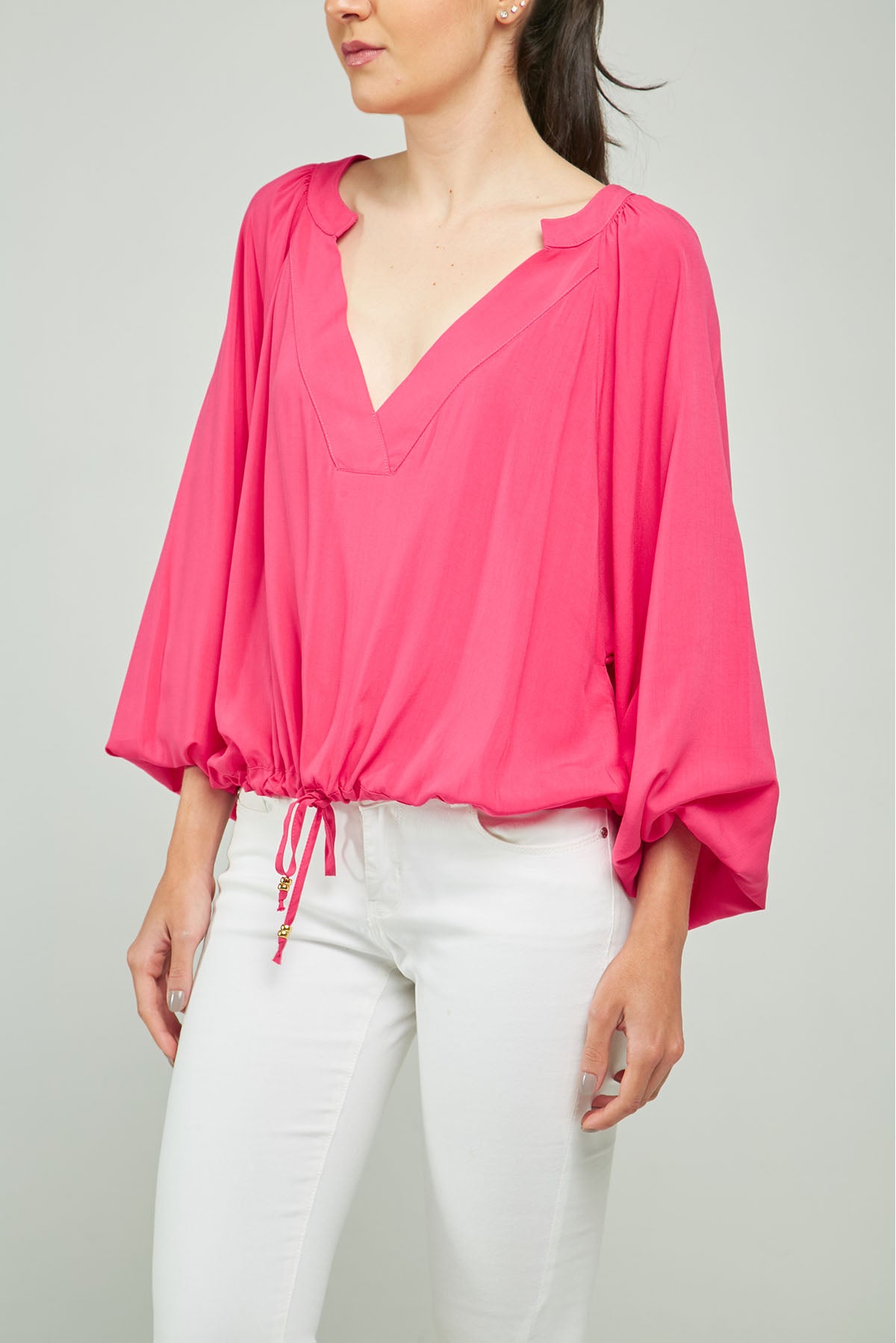 BLUSA CUELLO V PROFUNDO M/L BONBACHA RESORTE JARETA