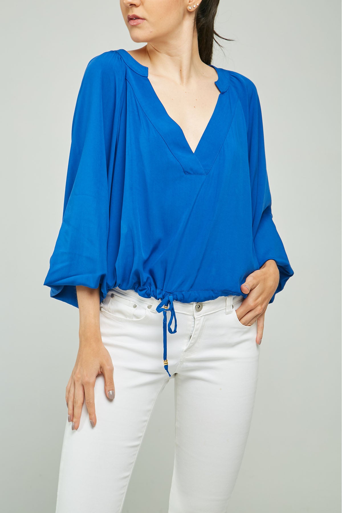 BLUSA CUELLO V PROFUNDO M/L BONBACHA RESORTE JARETA