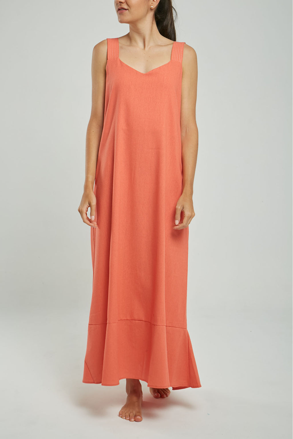 VESTIDO LINO TIRA ANCHA PESPUNTES C/V BOLERO