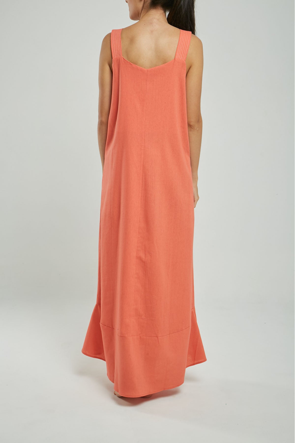 VESTIDO LINO TIRA ANCHA PESPUNTES C/V BOLERO