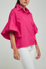 BLUSA MANGA CORTA GOLA PERILLA INTERRUMPIDA CUELLO CAMISERO