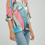 CAMISETA TEJIDA CROCHET ESTAMP MANGA CORTA