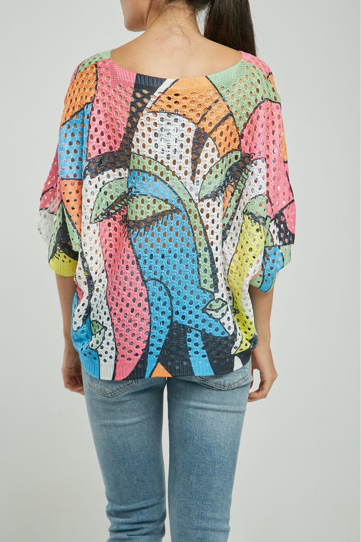 CAMISETA TEJIDA CROCHET ESTAMP MANGA CORTA