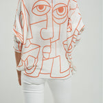 CAMISETA TEJIDA ESTAMPADA MANGA RANGLA CUELLO BANDEJA
