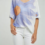 CAMISETA TEJIDA FLOR MARGARITA  C/V MANGA CORTA