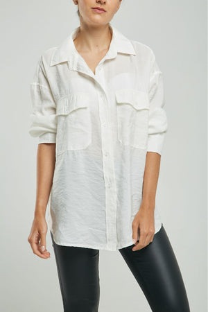 BLUSA BOLSILLO TAPAS CUELLO CAMISERO MANGA LARGA