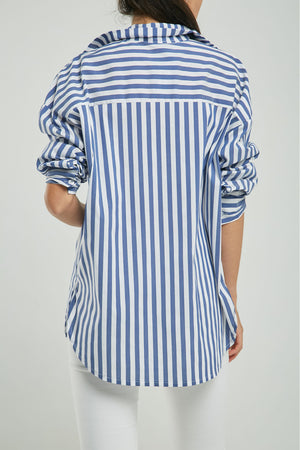 BLUSA RAYAS UN BOLSILLO  MANGA LARGA CUELLO CAMISERO