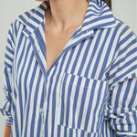 BLUSA RAYAS UN BOLSILLO  MANGA LARGA CUELLO CAMISERO