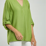 BLUSA CHARRETERA MANGA CUELLO V MANGA LARGA