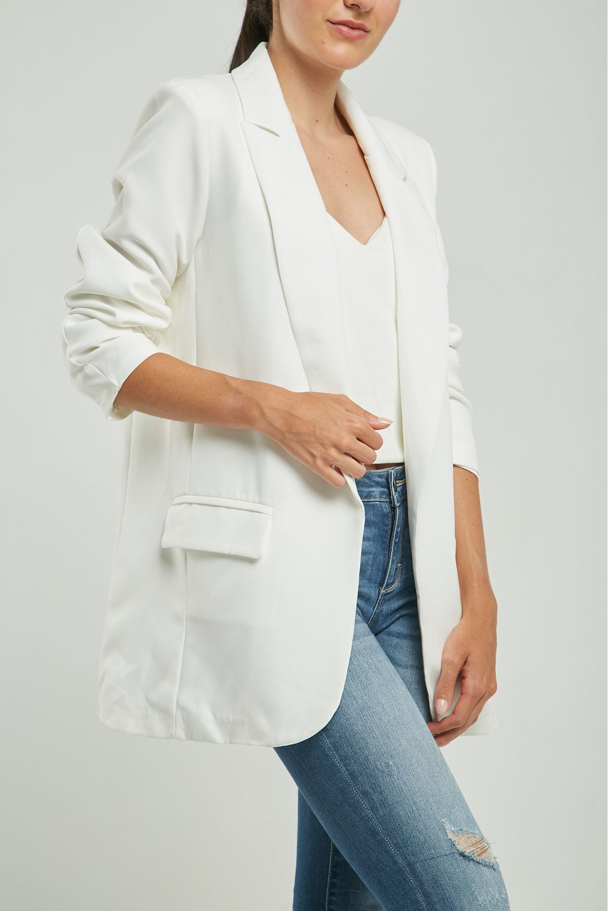 CHAQUETA LARGA ABIERTA BOLSILLOS CON TAPAS C/C ML