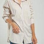 BLUSA RAYAS UN BOLSILLO  MANGA LARGA CUELLO CAMISERO