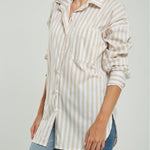 BLUSA RAYAS UN BOLSILLO  MANGA LARGA CUELLO CAMISERO