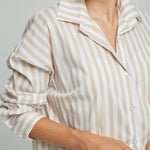 BLUSA RAYAS UN BOLSILLO  MANGA LARGA CUELLO CAMISERO