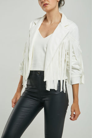 CHAQUETA CORTA ABIERTA FLECOS ATRAS C/CAMISERO