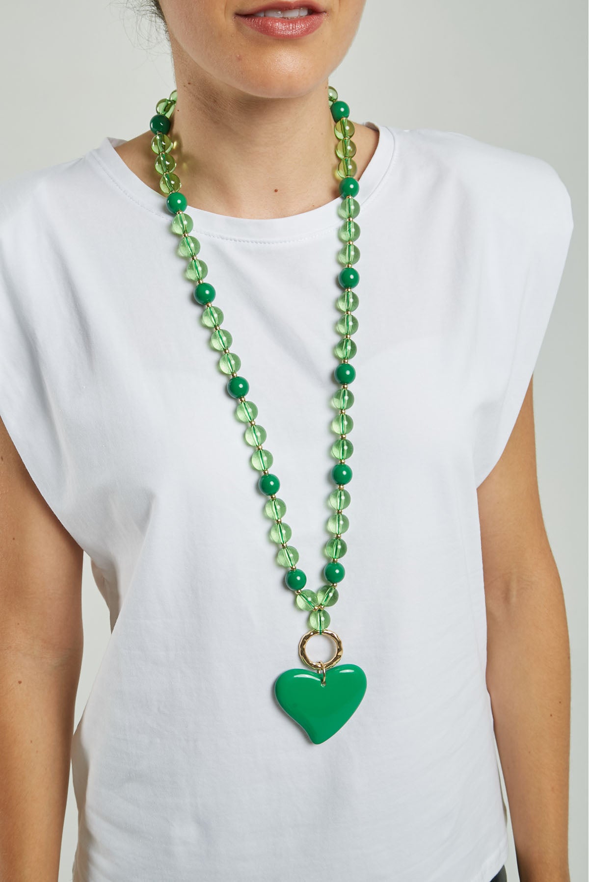 COLLAR BOLAS COLORES DIJE CORAZON ABOLLO