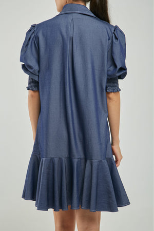 VESTIDO CORTO IMITACION PERILLA PUÑO NIDO ABEJA