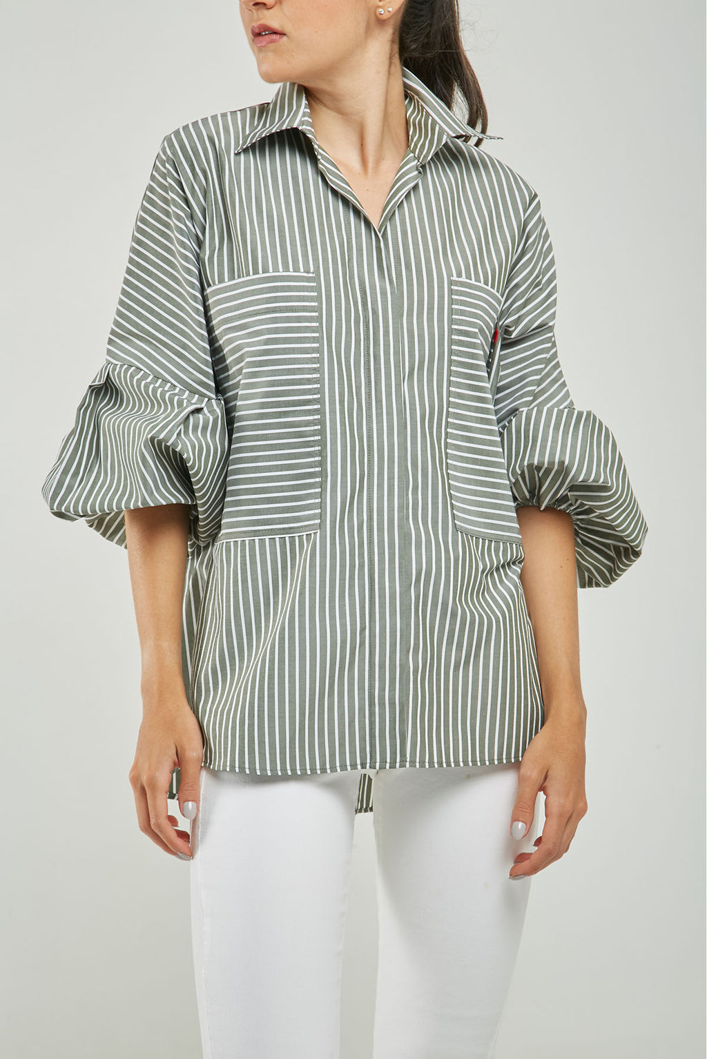 BLUSA RAYAS BOLSILLOS GRANDES PUÑO RESOR C/CA