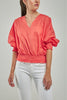 BLUSA MANGA RANGLA NIDO ABEJA PUÑO PRETINA CUELLO V