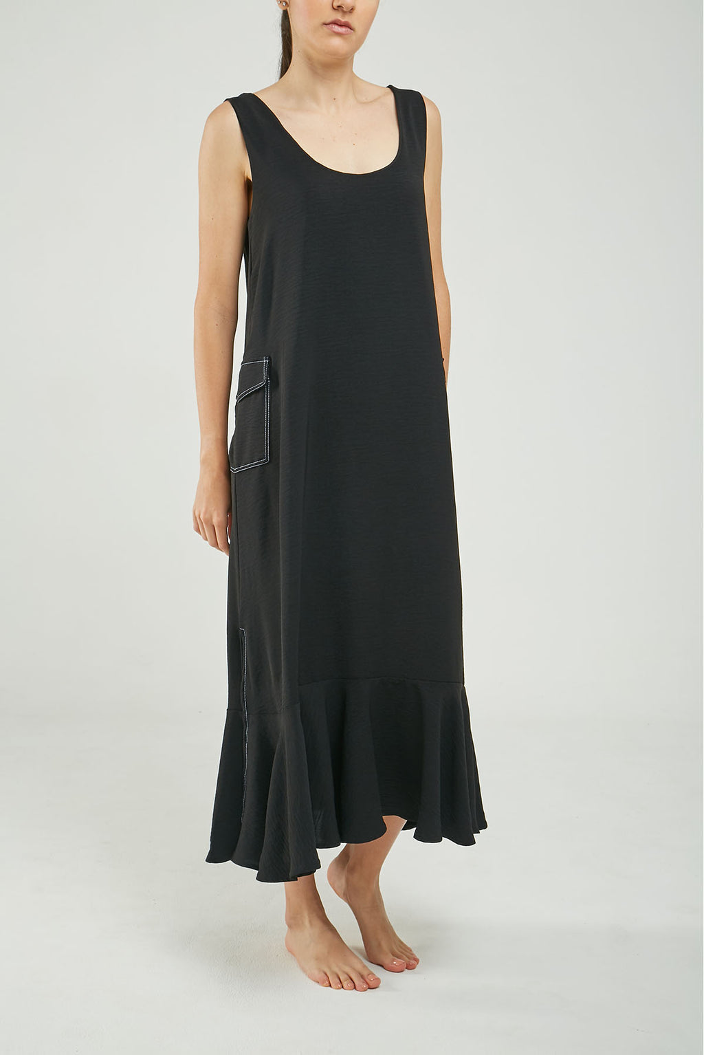 VESTIDO BOLSILLO LADOS PESPUNTE  BOLERO RUEDO M/S C/R